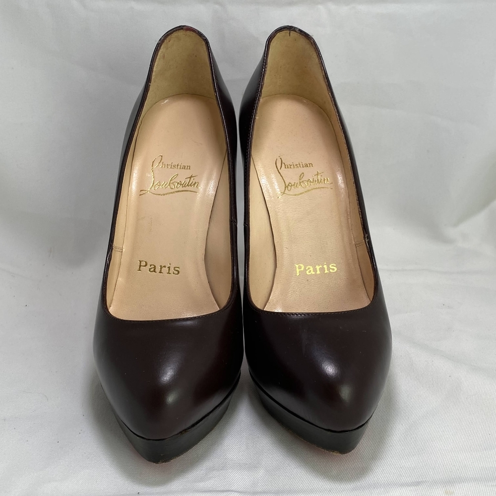 Christian Louboutin Brown Leather Bianca Platform Pumps Size 35.5 EU / 5 US